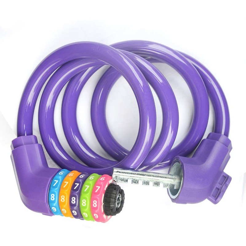 ZHEGE Bicycle Key, Dial Type Wire Lock, 5-Digit, Length 1200mm,
