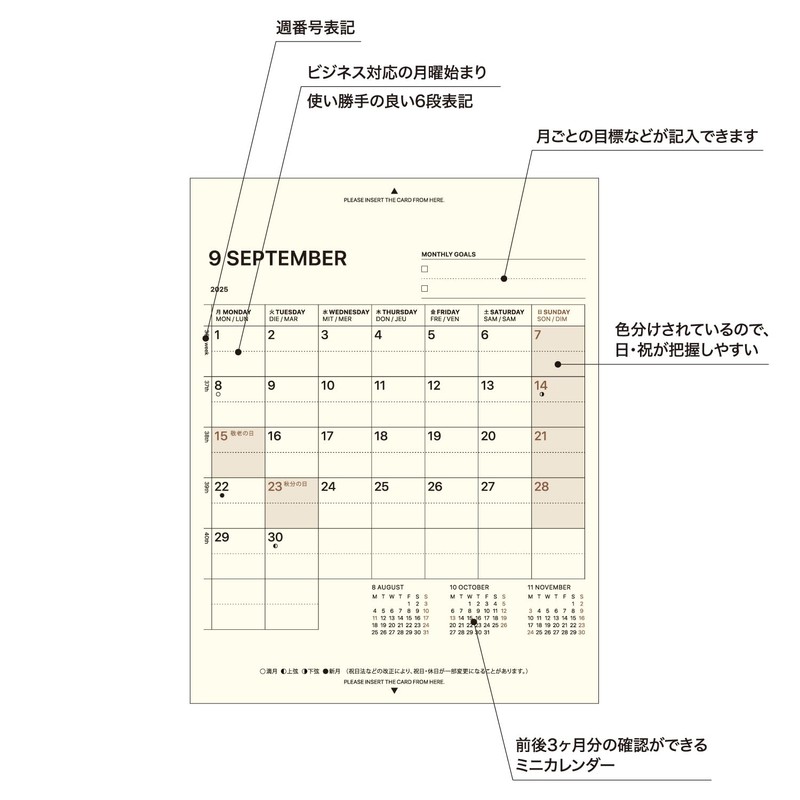 Laconic LUB-RS02 Notebook, Field Pad, Refill, 2026, A6, Monthly (Begins