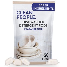 The Clean People Dishwasher Pods - Cuts Grease & Rinses Sparkling Clean - Residue-Free - Phosphate Free Dishwashing Pods (60 Count, Fragrance Free)