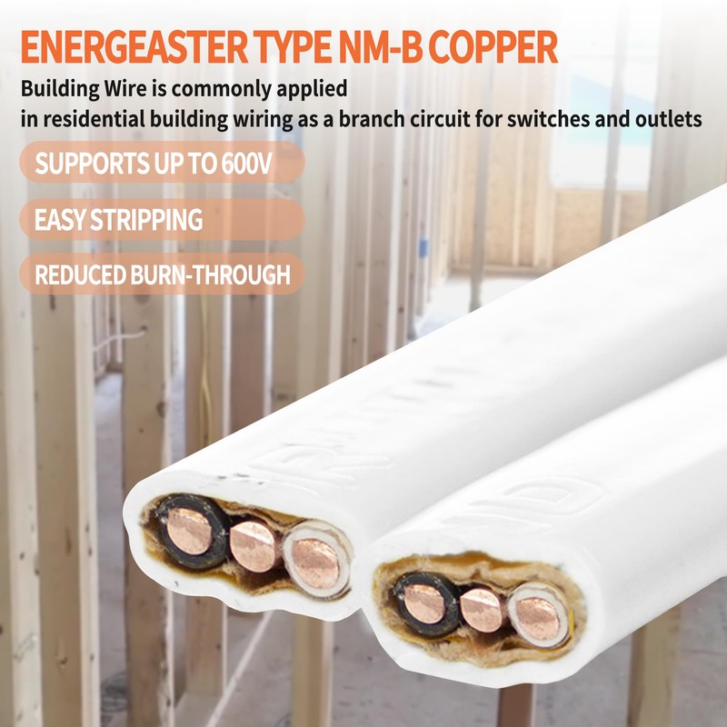 energeaster Solid Indoor 14/2 W/G NMB Cable 25ft Coil，Electrical Wire