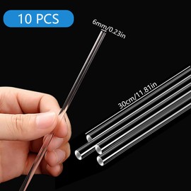 Acrylic Round Rod 6 mm x 30 cm Acrylic Rod Transparent Pack of 10 Acrylic Dowel Rods Transparent Acrylic Round Rods Light Guide for Any Cutting Suitable for Architectural Crafts (6 mm x 30 cm)