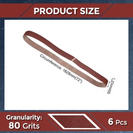 Kozelo 6 Pcs Sanding Belts 2 x 72 Inch 80 Grit Aluminum Oxide Abrasive Sandpaper for Belt Sander Metal Grinding Wood Working Weld Rust Removal