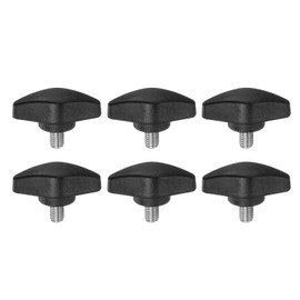 QUARKZMAN 6 Stück Rändelschraube Flügelschrauben Kunststoff Tee-Flügelknöpfe M6 x 8mm Metrischer männlicher Gewindestift T-Kopf Kunststoffknöpfe Handklemmknöpfe Daumenschrauben, Schwarz