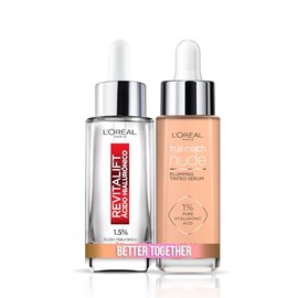 LOréal Paris Sérum Rellenador con Color  True Match Hyaluronic Tinted Serum, Tone 2-3 Light  Revitalift Anti-Wrinkle Serum                            