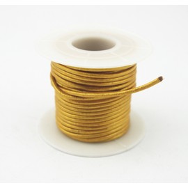 Glory Qin - Cuerda de piel para joyería, redonda, suave, cordón de piel genuino, Dorado, 1.5 mm, 1