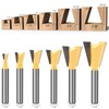 KOWOOD Dovetail Router Bit Set 6 Sizes with 1/4 Inch