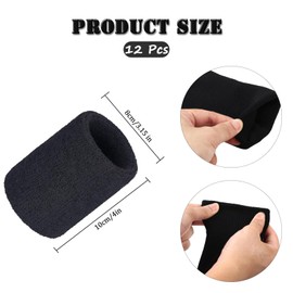 Wrist Sweatbands, Absorbent Sweat Bands 12pcs Black Elastic Sports Sweatband Wristband Soft Cotton for Tennis Gymnastics Football Basketball