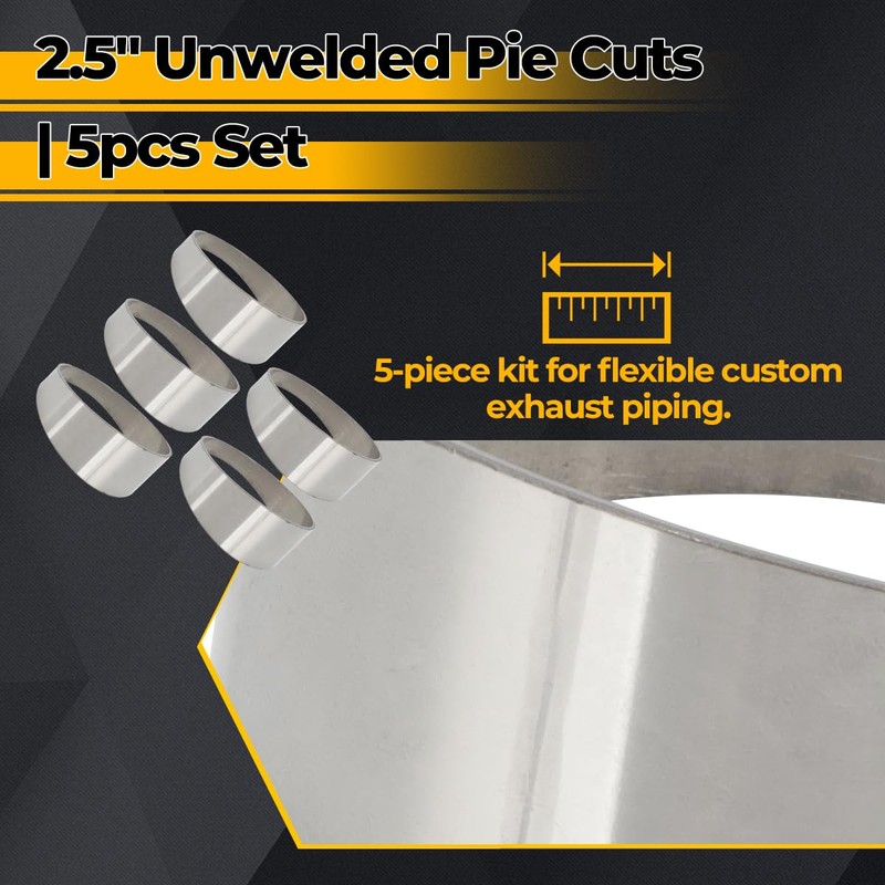 2.5" 304 Stainless Steel Exhaust Pie Cuts - 90 Degree
