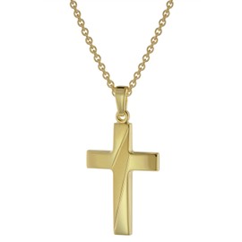 trendor Mens Gold on Silver Cross Pendant Necklace Sterling Silver Gold Plated Cross Pendant Great Gift Idea Necklace 75814, Silver Gold