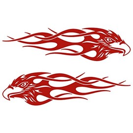 Fire Eagle Left and Right View Tribal Birds Vinyl Decal Sticker (FE-02) (Red, 10 inches x 2.6 inches)