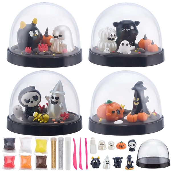 WEBEEDY 4 Sets DIY Halloween Snow Globe Making Kit Make