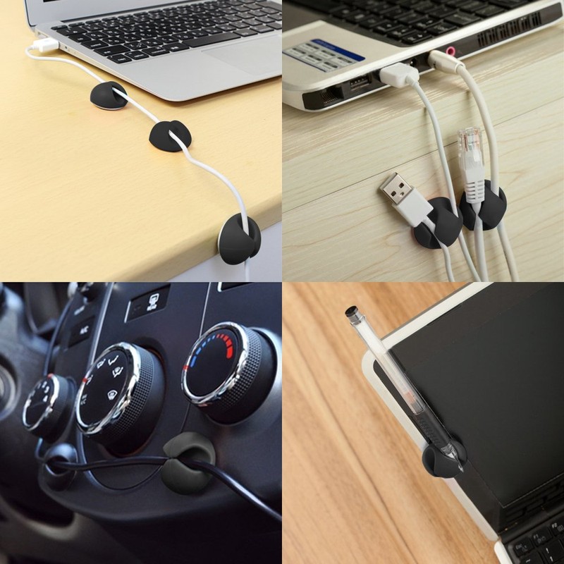 DanziX ケーブルクリップホルダー 17個パック 高耐久シリコーン製粘着コードオーガナイザー 車/デスク/TV/PC/ホームオフィス整理用 トリプルスロットデスクラインフィクサー2個付き カラフル