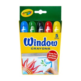 Crayola Washable Window Crayons, Glass and Window Art Supplies, Assorted Colors, 5 Count, Gift for Boys & Girls