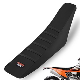 fewfuss Universial Dirt Bike Seat Cover - Soft Ribbed Rubber Seat Covers for Motorcross Enduro (Black-2)