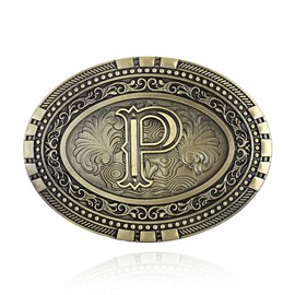 KDG Mens Western Belt Buckle - Initial Cowboy Letter Oval Belt Buckles for Women
