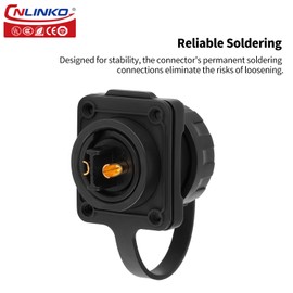 CNLINKO YM-20 2 PIN Waterproof Connector, IP68 Circular Connector, Quick Plugging Aviation Connector, PBT Plastic Shell Solder Connector M20 Male -Female Flange Socket (2 PIN)