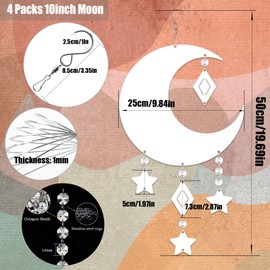 WindMage 4Pack 10inch Sublimation Wind Spinner Blanks 3D Aluminum Metal Wind Sculpture Kinetic Spinners for Yard and Garden Indoor Art Ornaments Hanging Decoration (Moon)