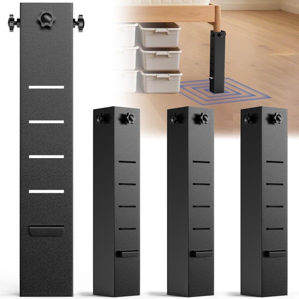 Metal Bed Risers, 5 Levels Adjustable Ccollege Dorm Bed Risers,