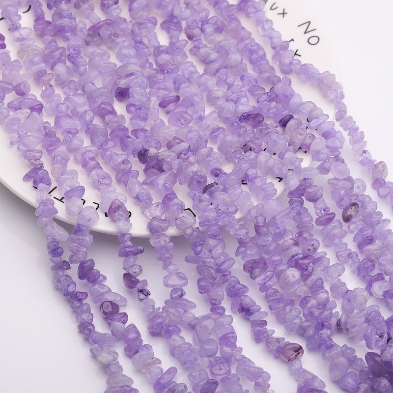 DQJRJT 400pcs Natural Chip Stone Beads 5-8mm Lavender Amethyst Healing