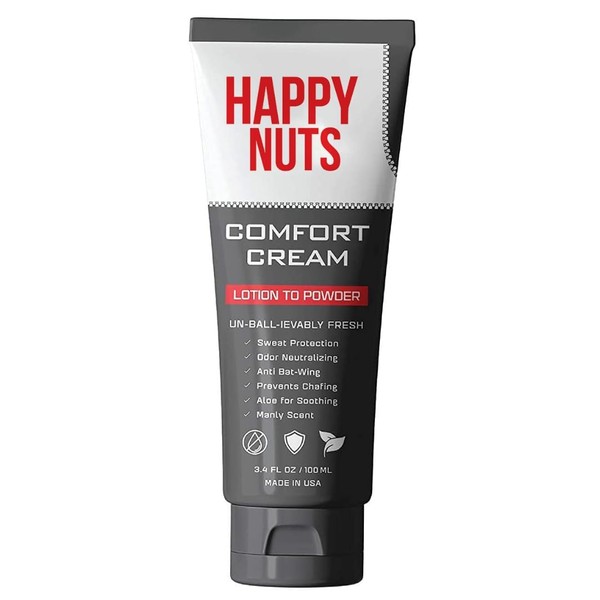 Happy Nuts Comfort Cream Deodorant For Men: Anti-Chafing Sweat Defense, Odor Control, Aluminum-Free Mens Deodorant & Hygiene Products for Men's Private Parts (1 Pack - Original)