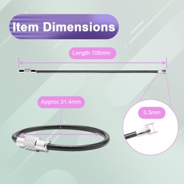 ManTangSun 12 Pack 4" Key Ring Wire Keychain Cable Keyring Key Chain Holder Clips Small Loops for Car Keys, Key Tags, Luggage Tags, Bag Tags, Crafts (Black, 2mm)