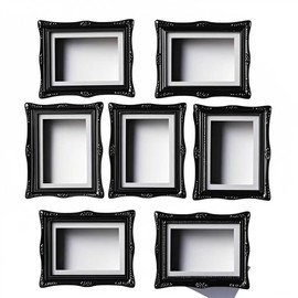 Fridge Refrigerator Magnets Picture Frames, Vintage Style Open the Back Cover and Directly Insert For Photos, Paintings, DIY Specimens, Etc. It Can Placed On the Table,Stuck on Fridge (8, black)