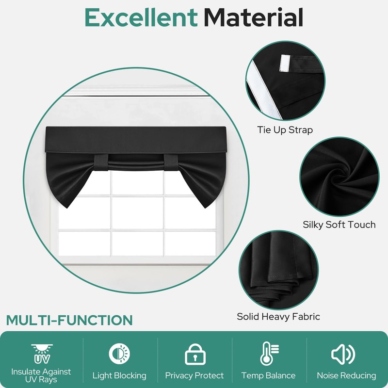 HOMEIDEAS 100% Blackout Door Curtains for French Door 26x12 Inch