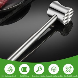 Meat Tenderiser Mallet Hammer, Meat Tenderizer Tool Mallet Pounder, Stainless Steel Dual-Sided Kitchen Meat Mallet for Tenderizing Steak, Beef, Conch, Veal, Chicken Cutlet