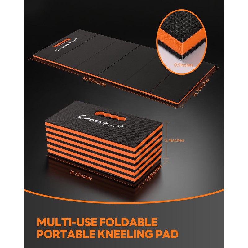 Crosstar 0.9" Thick Foldable Kneeling Pad with Handle & Storage