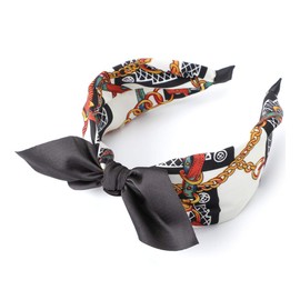 MIRMARU Fashion Headband Hair Accessories - Knotted, Bow, Polka Dot, Floral, Metallic, Glitter and Paisley Wide Hairband Headwear.(SBHB-2787-BLACK)