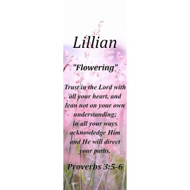 Lillian "Flowering" Keepsake Name Meaning Bookmark with Bible Verse and Tassel