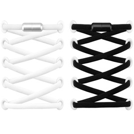 [RJ-Sport] No Tie Shoelaces - 2 Pairs (4 Pieces) Shoelaces, Easy to Put on and Take Off Shoelaces, Lace Lock, Elastic Laces, Elastic Shoelaces, Kids, Adults, Seniors, Athletes, Those Who Do Not Want