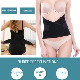 QFE Waist Trainer for Women Back Brace Postpartum Belly Band Lower Fat Support Braceabdominal Binder Post Surgery Belt Partum Stomach Compression Wrap Girdle Hip Trainer Bandit Trimmer Section Black
