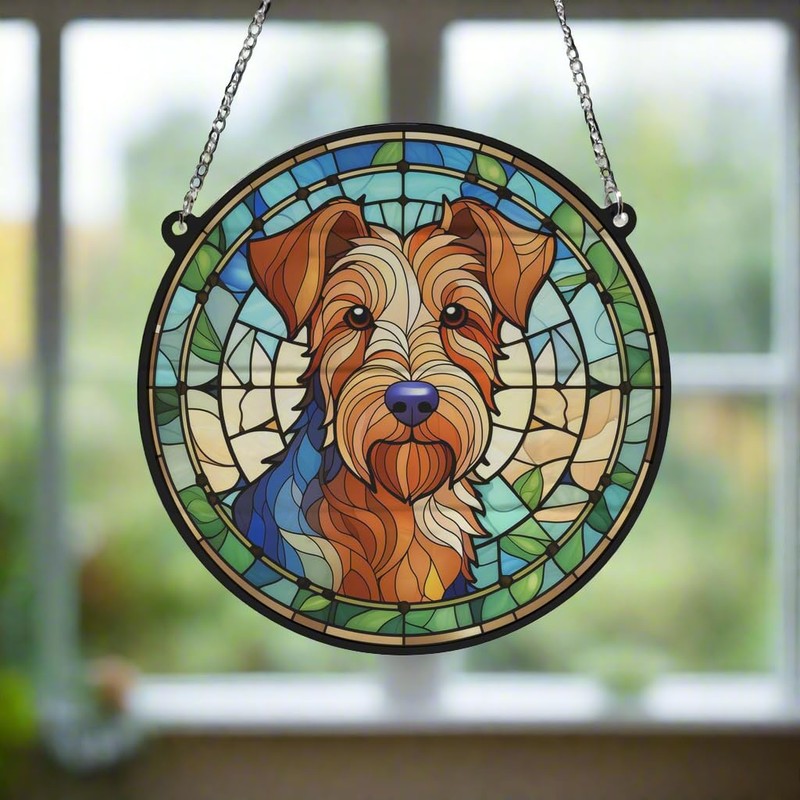 Welsh Terrier Stained Glass Effect Suncatcher Gift for Dog Lovers