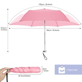 Lejorain Cute Small Purse Umbrella - Flat Folding Compact Travel Size Lighweight Umbrella Mini Cute Portable Paraguas