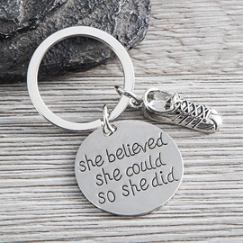 Runner Keychain, Runner She Believed She Could So She Did Keychain, Runner Gift for Women, Teens and Girls