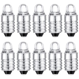 10 Pieces E10 LED Bulbs 3 Volt Miniature Flashlight Bulbs E10 Replacement Bulbs Mini Lamps Cool White