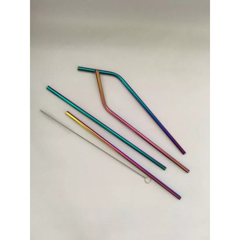 Veraly Set 4 Popotes Tornasol Acero Inoxidable Ecológicos 30oz Full