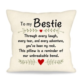 ACAROMAY To My Bestie Gifts This Pillow Is A Reminder of Our Unbreakable Bond Cushion Cover Pillowcases for Beties Soul Sisters Unbiological Sister Cushion Decorative Keepsake (Bestie)