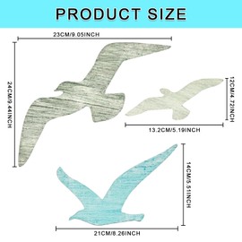 YYTECH Set of 3 Wooden Seagull Wall Decoration, Seagull Wall Art, Wooden Seagull Decoration, Beach Decorations, Coastal Motif, Beach Seagull Decoration, Ocean Decorations for Living Room