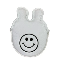 Golf Headcover Putter Cover Magnetic Closure Mallet Center Shaft Odyssey 2 Ball Tailor Made Spider Putter Nico Mark Smile Embroidery (Small Center Shaft, White)