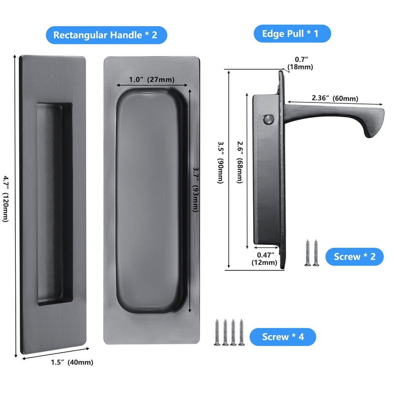 Dontay Sliding Pocket Door Handles, 304 Stainless Steel Non Locking