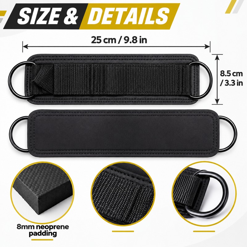 Adjustable Cable Machine Ankle Strap for Glute Kickbacks(2 Pack) –