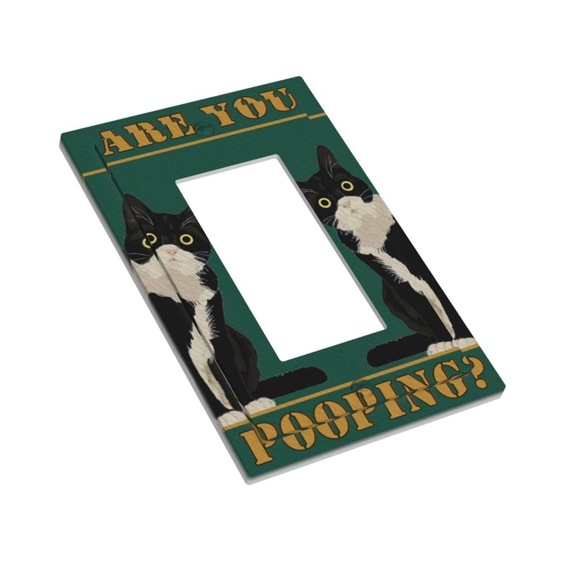 Spshian Fun Black Cat Are You Pooping Outlet Covers Single