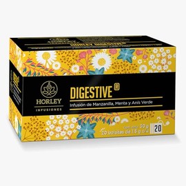 Horley DIGESTIVE Infusión de Manzanilla, Menta y Anís Verde, con 20 sobres de 1.5 gramos