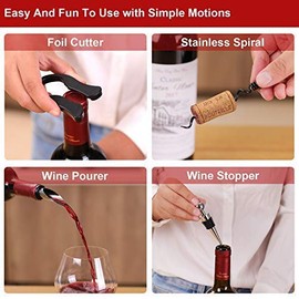 Wine Bottle Opener Corkscrew Set-[2020 Upgraded] Holleringlan Wine Opener Kit With Foil Cutter,Wine Stopper And Extra Spiral