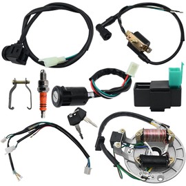 Hoypeyfiy Complete Electric Wiring Harness Set Ignition Coil Engine Kit with Spark Plug CDI Box for 49cc 50cc 80cc 90cc 100cc 110cc 125cc ATV Quad Dirt Bike