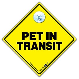 Pet in Transit Sign, Pet On Board Sign, Pet in Vehicle Sign, High Visibility Suction Cup Vehicle Sign To Let Other Road Users There is a Dog In The Car, 14 Cm X 14cm X 2cm