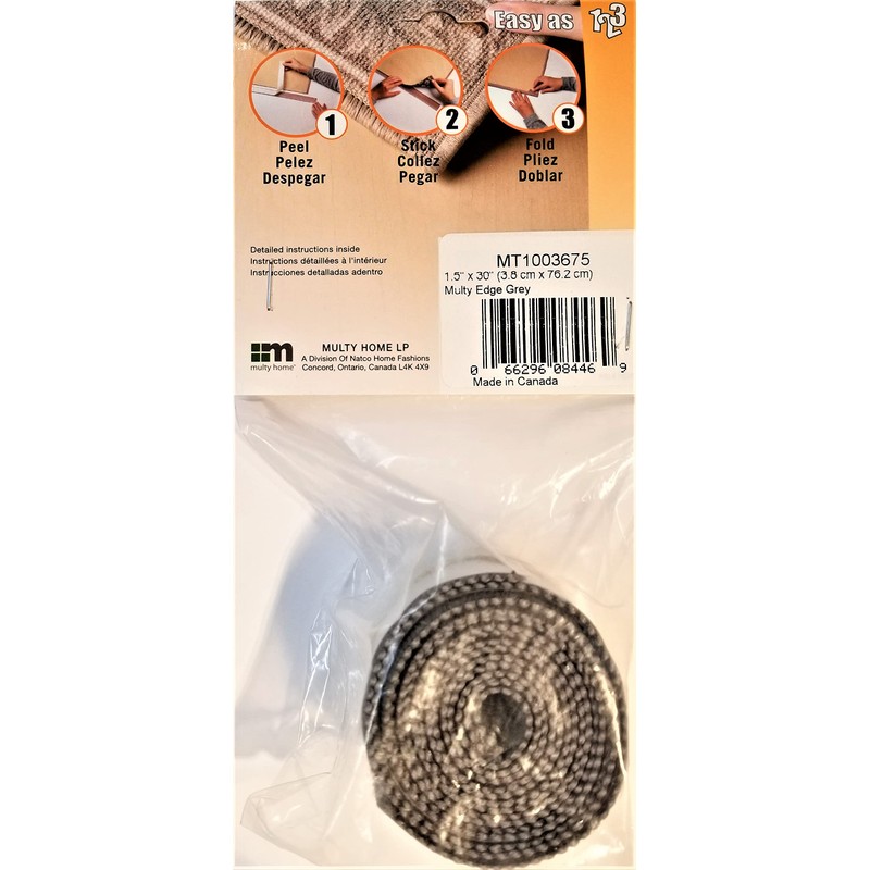 Multy Adhesive Carpet Finishing Edge, 1.5" x 30", Grey, 2-Pieces