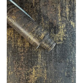 AMINAH DECO Vintage Metallic Peel and Stick Wallpaper Textured Industrial Metallic Concrete Wall Paper (17.7" x 118" Black Gold)